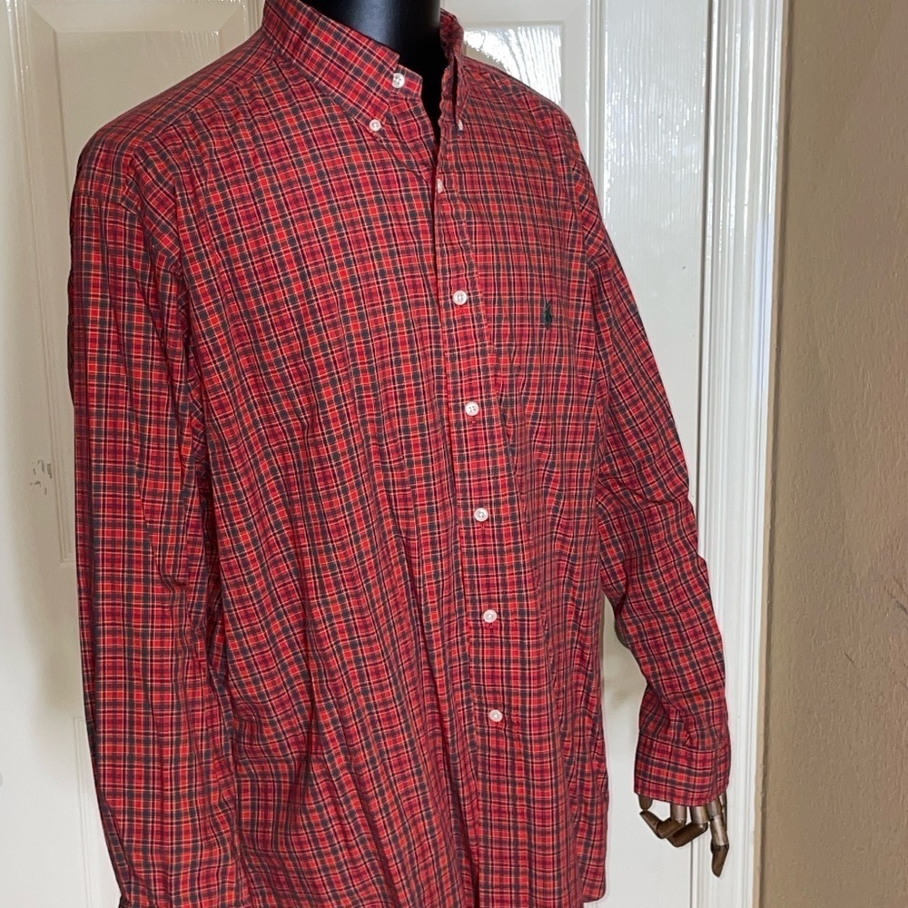 Vintage Polo Ralph Lauren Button Down Mens 17.5 Red Yarmouth Plaid Shirt Check‌‍ - Picture 5 of 9